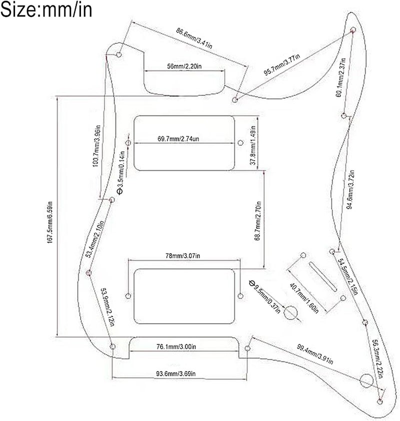 MAXCHEER SSH-Coil Splitting Electric Guitar Pickguard Two Mini Humbucker + ONE 4 Coil Pickup High Output-(9K/9K/18K) Loaded Prewired Scratchplate (Black, HH) - Image 2